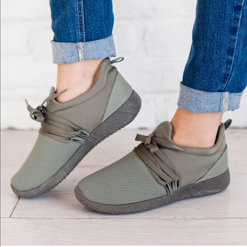 Olive green sneakers